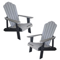 Amerihome Simulated Wood Outdoor Adirondack Chair, Gray w/ Black, PK2 ADCHAIR2SET
